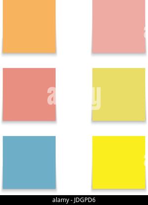 6 Colorful Blank Sticky Notes Stock Vector