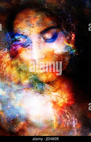 Goddess Woman in Cosmic space. Cosmic Space background Stock Photo - Alamy
