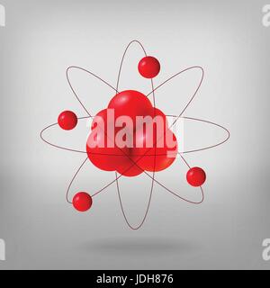 Abstract molecules. Atoms. 3d vector illustration protons neutrons and electrons. Science concept. Nuclear energy Stock Vector