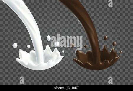 Pouring splash of milk and chocolate Stock Vector