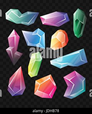 Crystals - realistic vector set of minerals Stock Vector