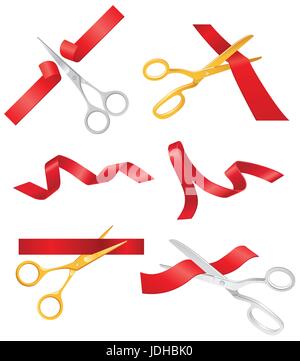 Ribbon and Scissors - vector set of objects Stock Vector