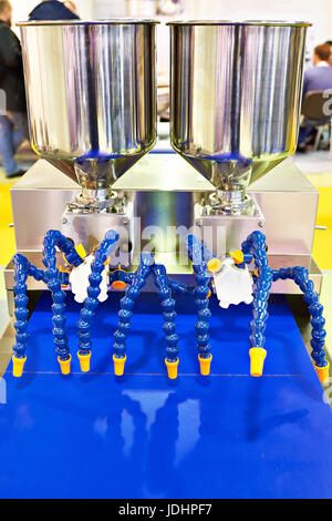 Automated bread production line in bakery Stock Photo