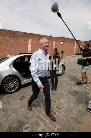 Louis Walsh attending X Factor filming at the Titanic Hotel, Liverpool. Stock Photo