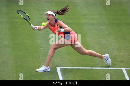 Great Britain's Johanna Konta during her match with Ukraine's Lesia Tsurenko during day two of the 2017 AEGON Classic at Edgbaston Priory, Birmingham. Stock Photo