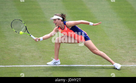 Great Britain's Johanna Konta during her match with Ukraine's Lesia Tsurenko during day two of the 2017 AEGON Classic at Edgbaston Priory, Birmingham. Stock Photo