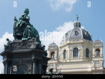 Austria. Vienna. Maria Theresien Platz with detail of statue of Maria Theresia and Museum of Natural History Stock Photo