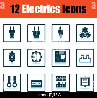 Electrics icon set. Shadow reflection design. Vector illustration. Stock Vector