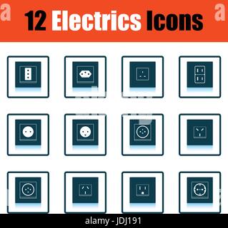 Electrics icon set. Shadow reflection design. Vector illustration. Stock Vector