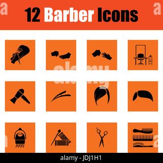 Barber icon set. Orange design. Vector illustration Stock Vector Image ...