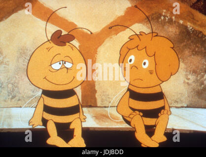 Mitsubachi Maya no boken, aka: Die Biene Maja, Zeichentrickserie, Japan/Deutschland/Österreich 1975 - 1980, Szenenfoto mit der Biene Maja und dem Grashüpfer Flip. Stock Photo