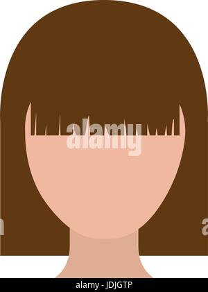 colorful silhouette faceless woman with straight hairstyle Stock Vector