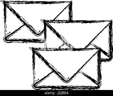white background with monochrome blurred set of envelopes of mail Stock Vector