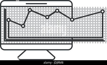 monochrome silhouette of screen monitor and financial risk graphic Stock Vector