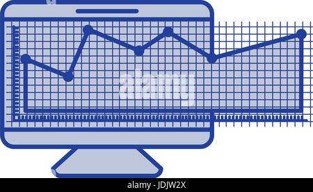 blue silhouette of screen monitor and financial risk graphic Stock Vector