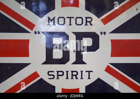 BP 'Spirit of Motoring' Union Jack sign Stock Photo
