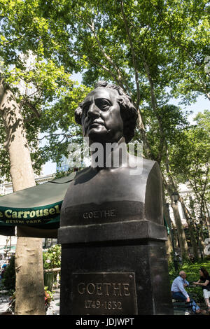 Goethe Bust in Bryant Park, NYC Stock Photo