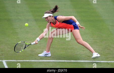 Great Britain's Johanna Konta during her match with Ukraine's Lesia Tsurenko during day two of the 2017 AEGON Classic at Edgbaston Priory, Birmingham. Stock Photo