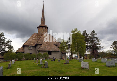 The old church of Dombas in Norway Stock Photo