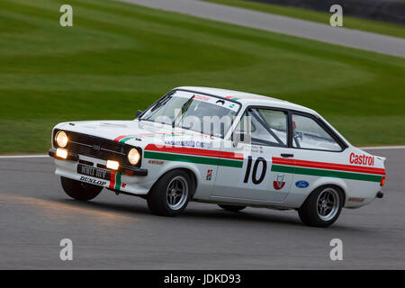 1981 Ford Escort RS2000 with driver Mark Blundell during the Gerry Marshall Trophy race at Goodwood GRRC 75th Members Meeting, Sussex, UK. Stock Photo