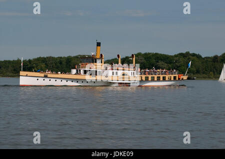 Europe, Germany, Bavaria, Lake Chiem, Chiemgau, Prien floor, shovel wheel steamboat Ludwig Fessler of 1926 during journey, , Europa, Deutschland, Baye Stock Photo