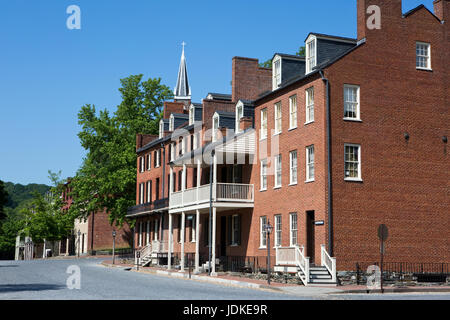 John Brown Museum and surrounding store fronts in Harpers Ferry National Historical Park, Harpers Ferry, West Virginia, are owned and operated by the  Stock Photo