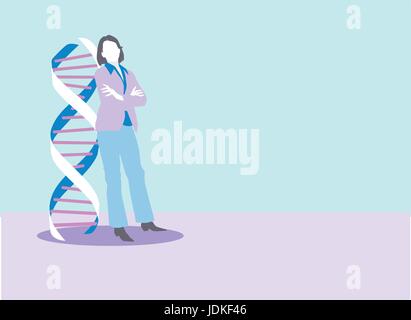 woman in professional clothing Together with DNA Stock Vector