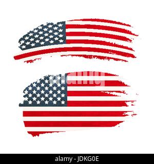 Grunge USA flag with brush stroke isolated on white. National symbol of ...