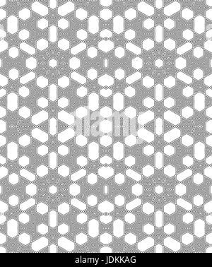 Ornamental linear pattern. Detailed vector illustration. Seamless black and white texture. Mandala design element Stock Vector