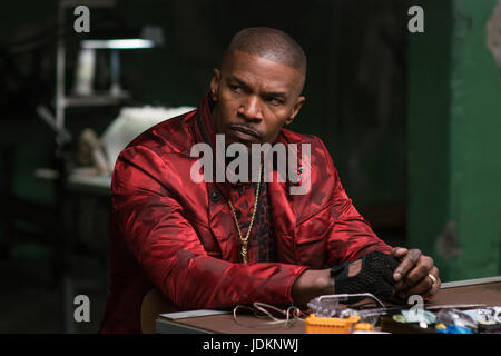 RELEASE DATE: August 11, 2017 TITLE: Baby Driver STUDIO: Sony Pictures DIRECTOR: Edgar Wright PLOT: After being coerced into working for a crime boss, a young getaway driver finds himself taking part in a heist doomed to fail STARRING: JAMIE FOXX as Bats. (Credit Image: © Sony Pictures/Entertainment Pictures) Stock Photo