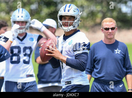 June 14th, 2017: .Dallas Cowboys quarterback Dak Prescott (4).during an NFL minicamp at The Star in Frisco, TX.Manny Flores/Cal Sport Media Stock Photo