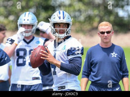 June 14th, 2017: .Dallas Cowboys quarterback Dak Prescott (4).during an NFL minicamp at The Star in Frisco, TX.Manny Flores/Cal Sport Media Stock Photo