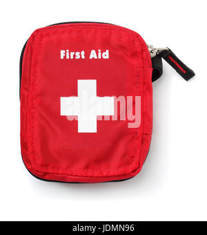 Top view of first aid kit bag isolated on white Stock Photo