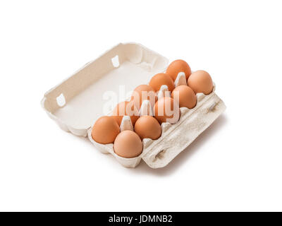 Organic Ten Egg Pack Isolated on White Stock Photo