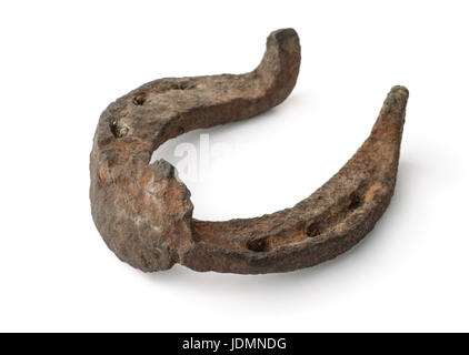 Antique rusty horseshoe isolated on white Stock Photo