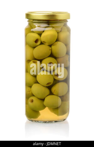 Jar with canned olives isolated on white Stock Photo - Alamy