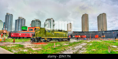 Old diesel locomotive in Roundhouse Park - Toronto, Canada Stock Photo
