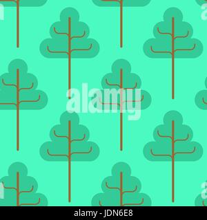 Forest seamless pattern. Green trees ornament. Kids fabric texture Stock Vector