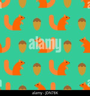 Squirrel and nut pattern. Kids fabric texture Stock Vector
