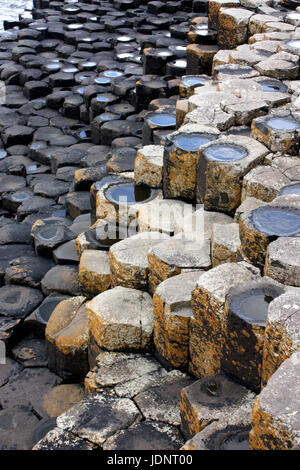 The Basalt columns at the Giants Causeway Stock Photo
