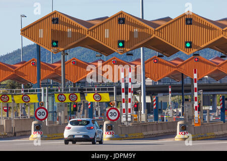 Toll gate on the highway in southern Spain Stock Photo