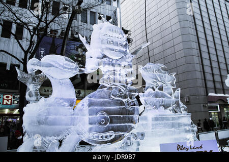 Sculptures in 2017 Sapporo Snow Festival Stock Photo