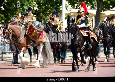 Mounted Band of the Household Cavalry during Trooping the Colour 2017 in The Mall, London, UK Stock Photo