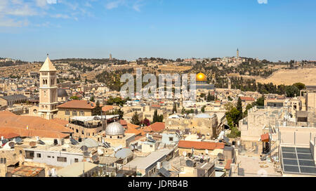 Skyline of the Old City in Jerusalem, Israel, from The Tower of David, an ancient citadel located near the Jaffa Gate. Stock Photo