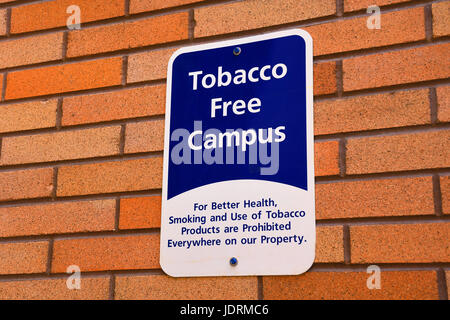 Tobacco free campus sign at a medical center Stock Photo