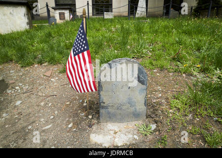 original tomb marker of paul reveres grave at Granary Burying ground Boston USA Stock Photo
