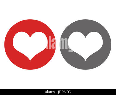 Heart flat icons in red and gray circle Stock Photo