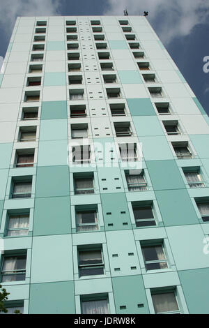1960s tower block  with modern external cladding fitted to walls Stock Photo