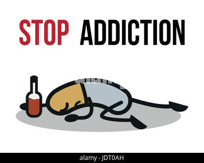 The bad character traits. Stop addiction, Alcohol, Conceptual vector illustration. Stock Vector