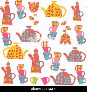 Kettle abstract seamless pattern. It is located in swatch menu, vector image. Cute background Stock Vector